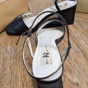 KF Ltd strappy black satin sandals Women's 8